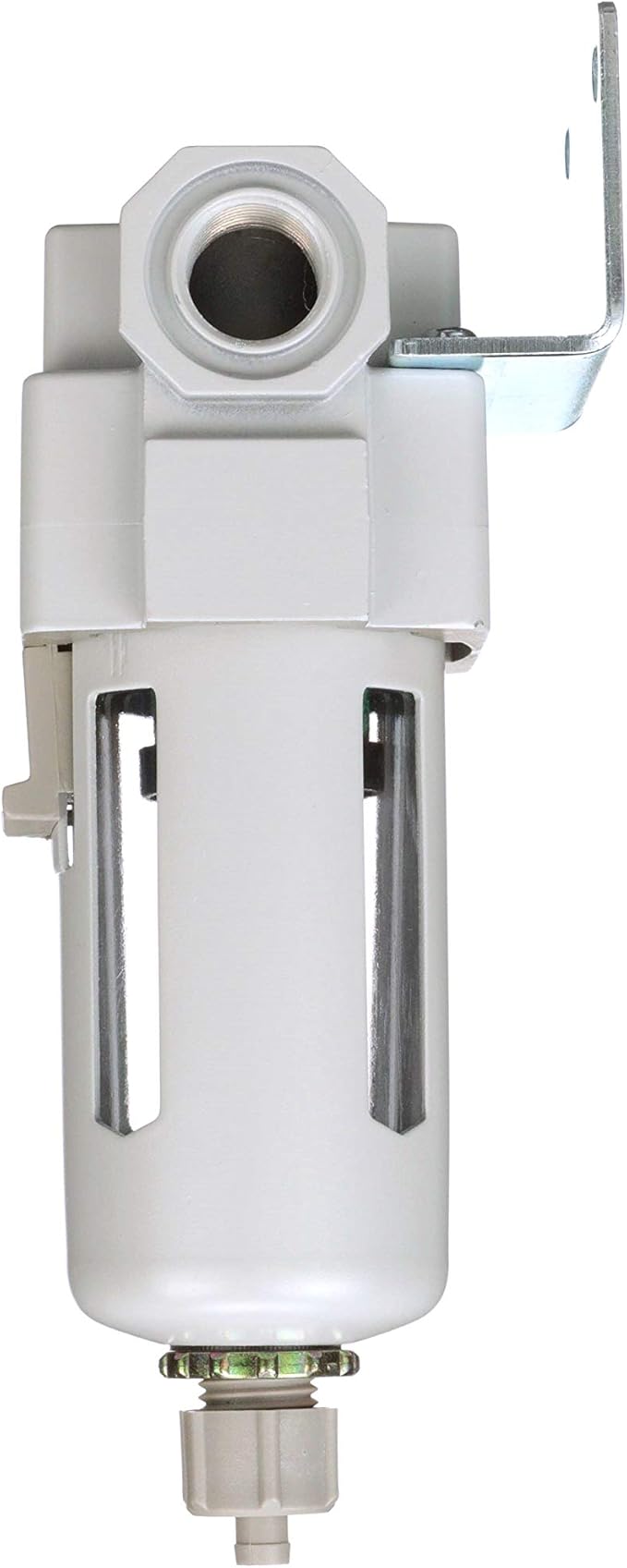 PneumaticPlus SAFD300-N03B Compressed Air Coalescing Filter, 0.01 Micron 3/8" NPT - Poly Bowl, Manual Drain, Bracket