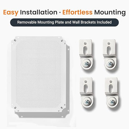 QILIPSU Waterproof Junction Box IP67 Outdoor Plastic Electrical Project Enclosure Weatherproof with Inner Door, Mounting Plate, Wall Brackets, Hinged Grey Cover 16.1"x12.2"x7.1" -D