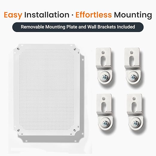 QILIPSU Waterproof Junction Box IP67 Outdoor Plastic Electrical Project Enclosure Weatherproof with Mounting Plate, Wall Brackets, Hinged Clear Cover 16.1"x12.2"x7.1" CC