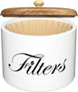 Coffee Filter Holder, Wooden Coffee Filter Storage with Lid, Round CoffeeFilterContainer for Counter, Rustic Farmhouse Bar Accessories Decor (White)