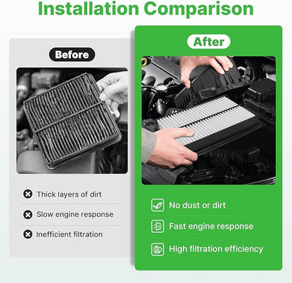 Engine+Cabin Air Filters Kit Fit for 2020-2025 2026 Kia Telluride 3.8L, 2019-2020 Hyundai Santa Fe 2.0L 2.4L Engine Air Filter Set Automotive Accessories Replacement 971333M000 CA11943
