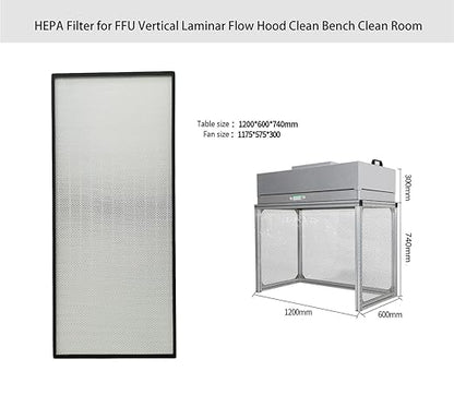 HEPA Filter Replacement 46 * 22 * 2.7inch for FFU Vertical Laminar Flow Hood Clean Bench Clean Room