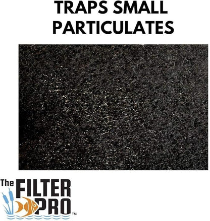 Carbon Fine Filter Media, 3/8" Thick, 12" x 12" Pads, 6 Pack, Perfect for Aquariums, Ponds or Water Gardens, Made in USA