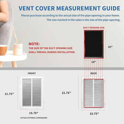 14x20 Return Air Grille [Duct Opening Size],Return Air Vent Cover for Wall Or Ceiling,Steel Return Air Filter Grilles Removable Face/Door for 1 Inch Filters (14"W x 20"H [Duct Opening])