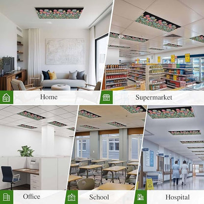 Fluorescent Light Covers for Ceiling Lights Colorful Flowers Magnetic Light Filters 1 Pack 4x2 ft Abstract Lines Floral Ceiling Lights Cover for Classroom Office School Home Drop Lamp Decor