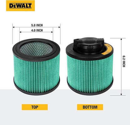 DEWALT Shop Vac Filter, HEPA Vacuum Filter Replacement DXVC4003, Shopvac Filter Washable and Reusable, Fit for Dewalt Wet and Dry Vacuums DXV04T, DXV05P, DXV05P-QT, DXV05S, DXV06G, DXV06PL,DXV08S