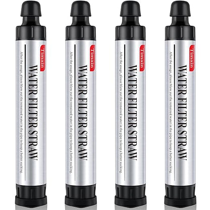 4 Pack Timain 4-Stage Filtration,High Flow Rate Water Filter Straws,Water Purifier Survival for Emergency Kits,Travel,Camping, Hiking,Fishing,Hunting (4)