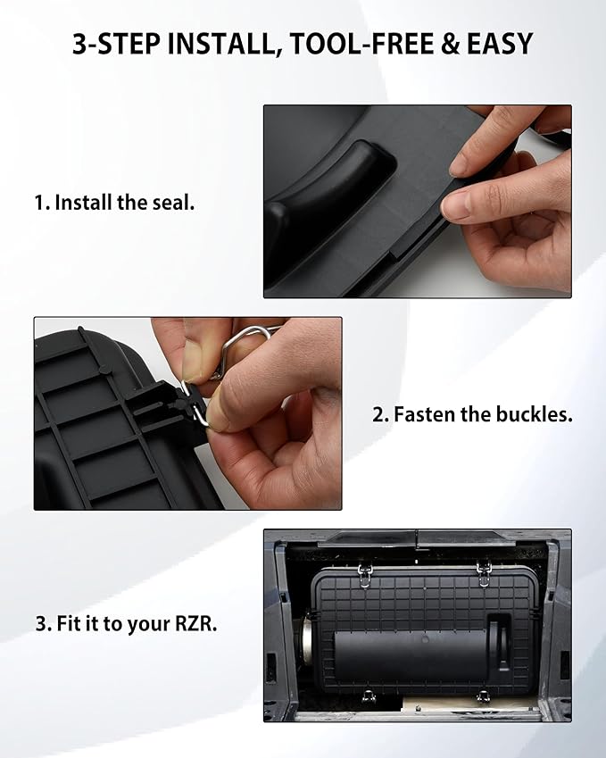 Airbox Cover Assembly for Polaris RZR XP 1000 / RZR XP Turbo 2014-2023 Accessories, Heavy-Duty Air Filter Protector Cover with Dust-Proof Seal and Buckles, Replace #1240748