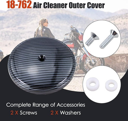 18-762 Air Cleaner Outer Cover for Billet Sucker and Big Sucker Stage, Carbon Fiber Pattern Cover Compatible with Most Harley Davidson Models