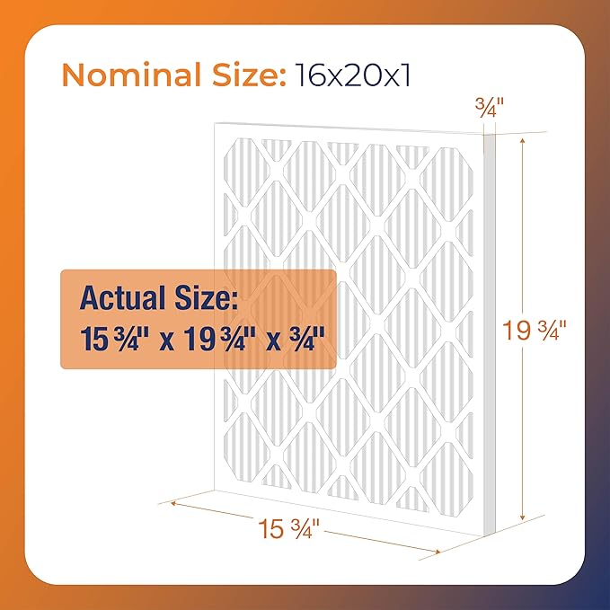 NaturalAire 16x20x1 Pleated Air Filter - Odor Eliminator with Baking Soda, 4-Pack of MERV 8. Controls Household Odors and Traps Harmful Airborne Particles, Lasting Up To 90 Days. 84857.011620