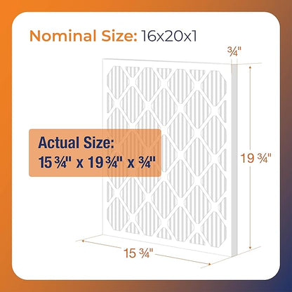 NaturalAire 16x20x1 Pleated Air Filter - Odor Eliminator with Baking Soda, 4-Pack of MERV 8. Controls Household Odors and Traps Harmful Airborne Particles, Lasting Up To 90 Days. 84857.011620