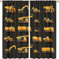 Kids Construction Window Curtains, Construction Machinery Equipment Mode of Transport Bulldozer Tractor Windows Curtain for Children Teens Room Decor 63x63in (30% Blackout)