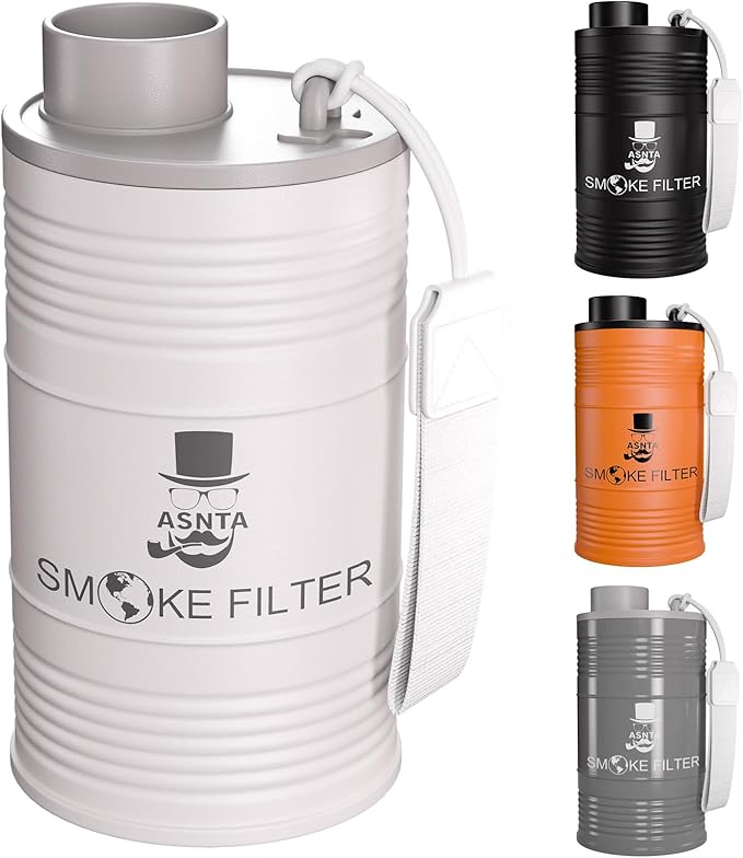 Metal Housing Personal Filter - Effectively Captures Smoke and Removes Odors,Long-Term Use, Equipped with Replaceable Cartridge (White)