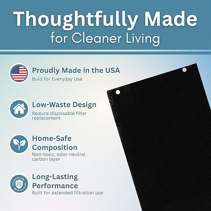 2-Pack Activated Carbon Charcoal Microwave Hood Filters - 10.25" x 7.125" Microwave Hood Filters - Compatible with Whirlpool WML55011HS & WML75011HZ Low‑Profile Models, Made in USA