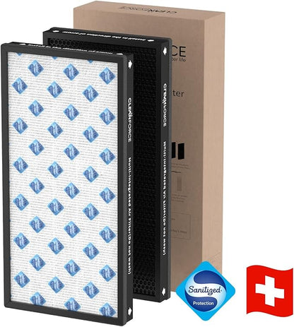Genuine CleanForce Multi-Integrated H13 HEPA Replacement Air Filter for MEGA1000 Air Purifier, 2 PCS in Pack, filters Dust, Somke, Lint, Pet Hair Dander, Odors, etc.