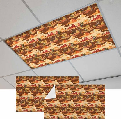 Tropical Plant Cactus Fluorescent Light Covers 2 Pack Western Cowboy Horse Sunset Deserts Brown Magnetic Fluorescent Ceiling Lights Filters for Office Classroom Home Drop Ceiling 4x2 Feet
