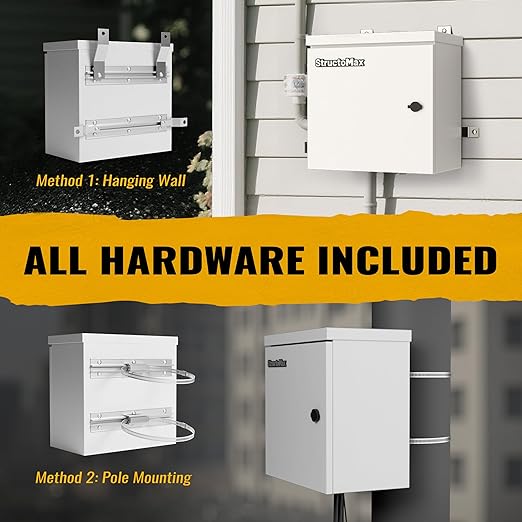 Steel Electrical Box, 24"x24"x8" Steel Enclosure, IP67 Waterproof & Rust-Resistant, Outdoor/Indoor Electrical Junction Box with Mounting Plate for Wall/Pole Mount