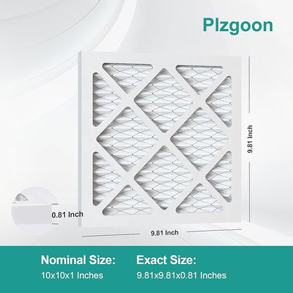 Air Filters 10x10x1 MERV 8 MPR 600 4 Pack Pleated Home HVAC AC Furnace Filters Air Conditioner Filters for Home Office (Exact Dimensions: 9.81"L x 9.81"W x 0.81"Th)