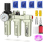 Industrial Grade 3-Stage Air Drying System, 3/4" NPT with Manual Drain, Desiccant Dryer, Air Regulator, Particulate Filter and Coalescing Filter for Paint Spray, Plasma Cutter