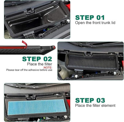 2PCS Air Intake Grille Cover + Air Intake HEPA Filter Compatible with Tesla Model 3 2023 2022 2021 Air Inlet Vent Covers A/C Internal Filter Vehicle Replacement External Accessories