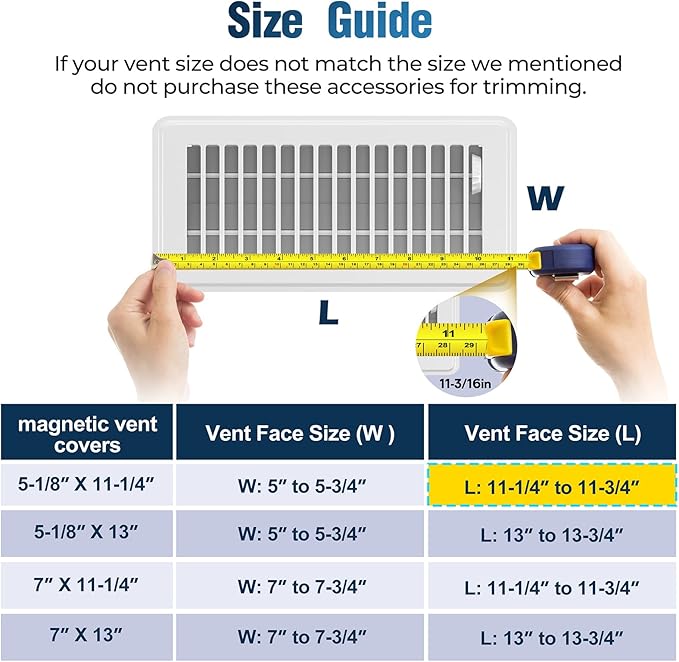 Magnetic Vent Covers with Vent Screen 7x11.3 Inch, White Mesh Vent Covers for Floor, Wall, Ceiling Air Vents to Block Dust, Pet Hair, Fits Standard HVAC Floor Registers in Home, RV, 3 Pack