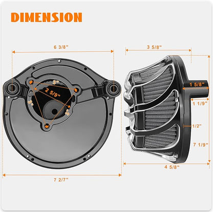 High Flow Air Cleaner Intake Filter Kit Air Filters Cover Drift Style for Harley Milwaukee-Eight M8 Softail 2018-2025 Touring 2017-Later Except 23-Later FLHXSE FLTRXSE 24-Later FLHX FLTRX