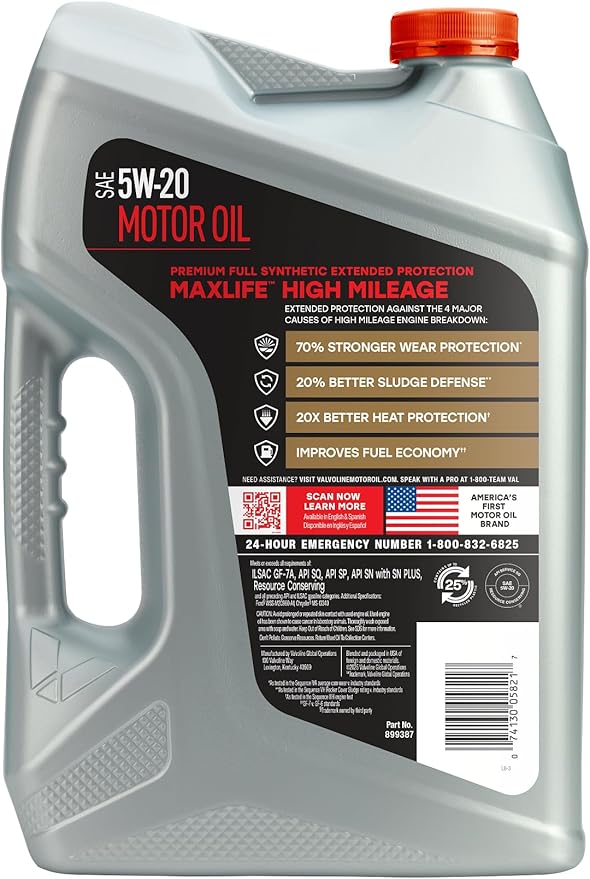 Valvoline Extended Protection High Mileage with Ultra MaxLife Technology 5W-20 Full Synthetic Motor Oil 5 QT, Case of 3