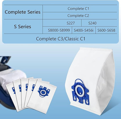 Improvedhand 10 Packs 3D Airclean Bags Replacement for Miele GN Vacuum Cleaner Bags Fit for Miele Classic C2 C3 S2 S5 S8 S400 Series with Motor Protection Filters, AirClean Filters