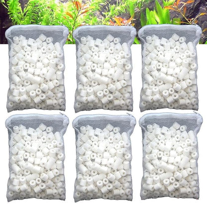 Aquarium Biological Bacteria House Ceramic Rings Filter Media 6 lbs Bagged for Pond Fish Tank Canister Filter