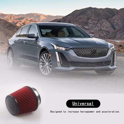 RYANSTAR 76mm 3" High Flow Round Tapered Cone Cool Air Filter Cleaner with Protective Cover, Universal Car Cold Air Filter Protective Cover Dustproof