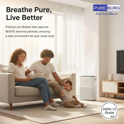 PUREBURG Replacement Filter Compatible with Dhyala KJ02 Air Purifier,2-Pack HEPA Activated Carbon 2-in-1 & 4 Pre-Filters For Air Clean Dust VOCs Odor 3-Stage Filtration