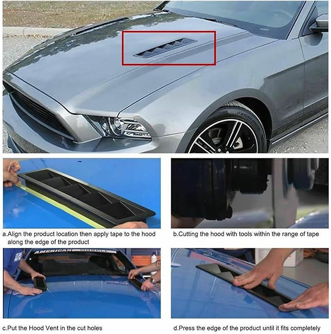2Pcs Car Hood Vent Trim Louver Air Flow Intake Universal Compatible For Ford Compatible For Honda SUV Offroads(Black)