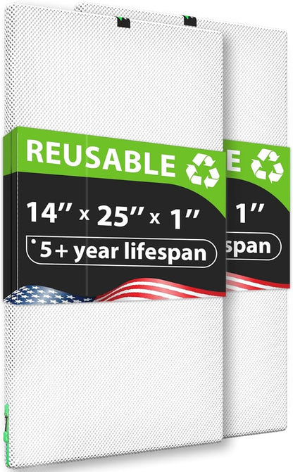 REair 14x25x1 Air filter Pro Kit, Washable and Reusable Air Filter 14x25x1 for AC HVAC Furnace, MERV 8 Air Filters Machine Washable & Dryer Friendly, AC Furnace Air Filter, Include 2 Filters&1 Frame