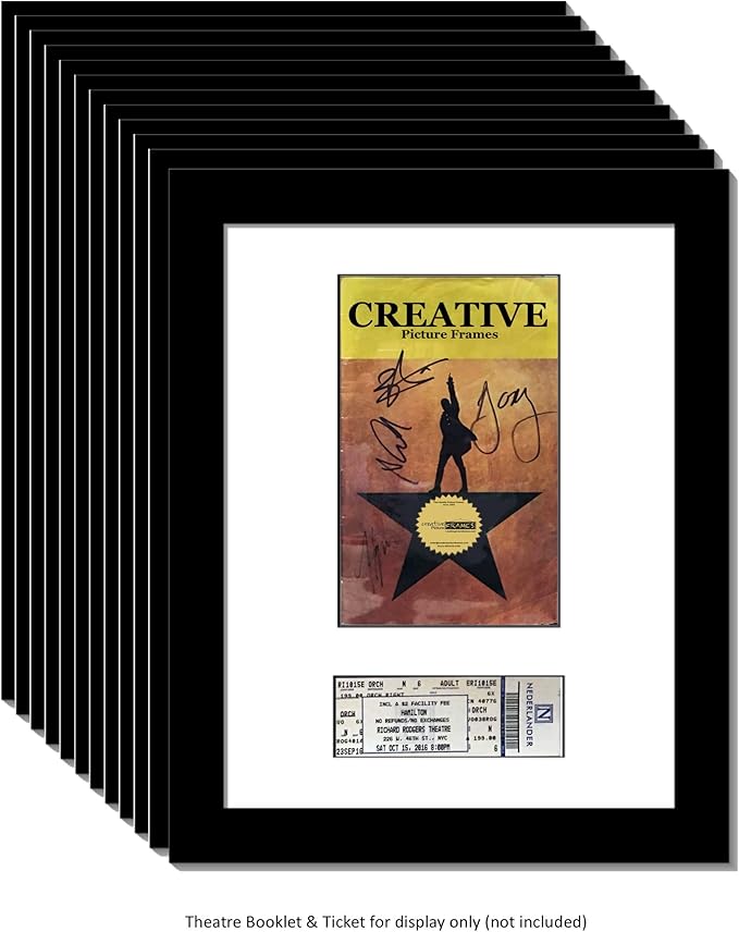 Creative Picture Frames 12Pk11X14-W Black Theatre Frame With White Matting, Holds 5.5X8.5-Inch Media Plus Ticket Including Installed Wall Hanger (Theatre Bill Not Included, Pack Of 12)