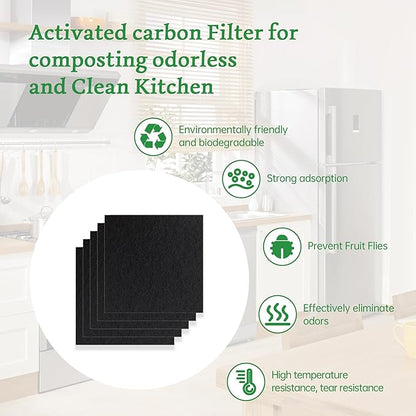 16-Pack Trash Can Odor Absorbing Filter Refills Compatible with EKO Trash Can, Activated Charcoal Deodorizer Stick-On Filters - Garbage Can Odor Eliminator and Absorber for Indoor and Outdoor Bins