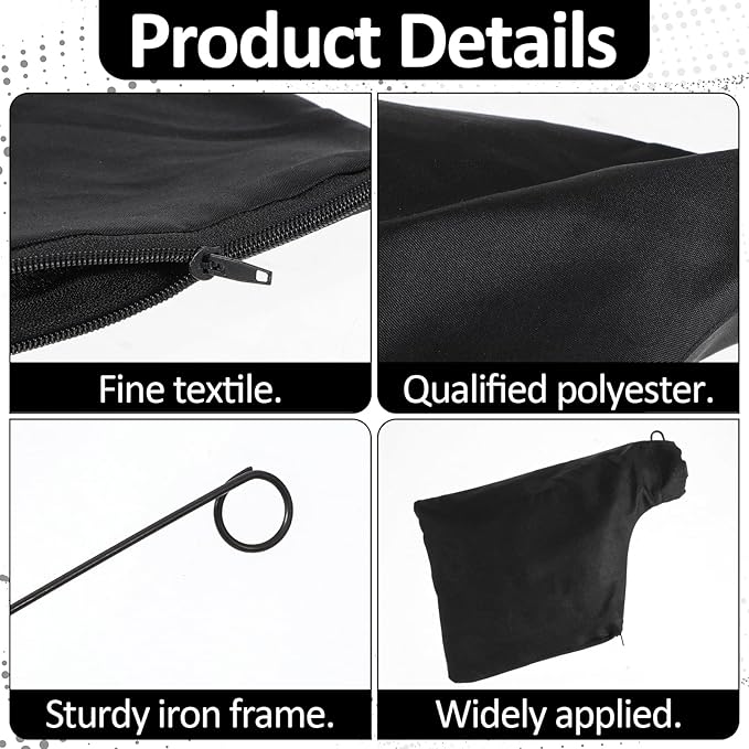 4PCS Dust Collector Bags, Black Polyester Filter Bag with Steel Ring Opening for Table Saw, 225 Miter Saw Dust Collection Accessories