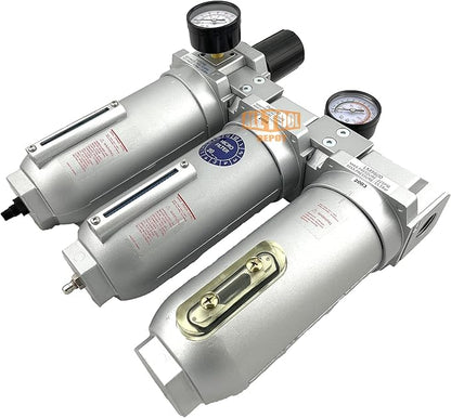 3/4" NPT SUPER DUTY Industrial Grade Filter Regulator Coalescing Desiccant Dryer System For Compressed Air Lines, Metal Bowls, Great For Paint Spray And Plasma Cutter (AUTO DRAIN)