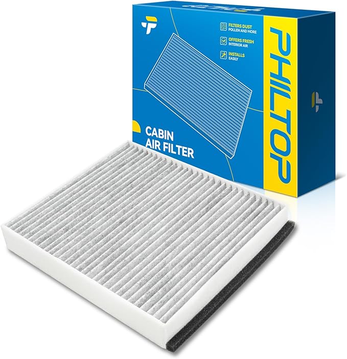 PHILTOP Cabin Air Filter w/Activated Carbon, Compatible with CF10375 Volvo S40 2004, 2005, 2006, 2007, 2008, 2009-2011, C70 2006-2013, C30 2008-2013, V50 2005-2011, Filter Up Dust Pollen Odor