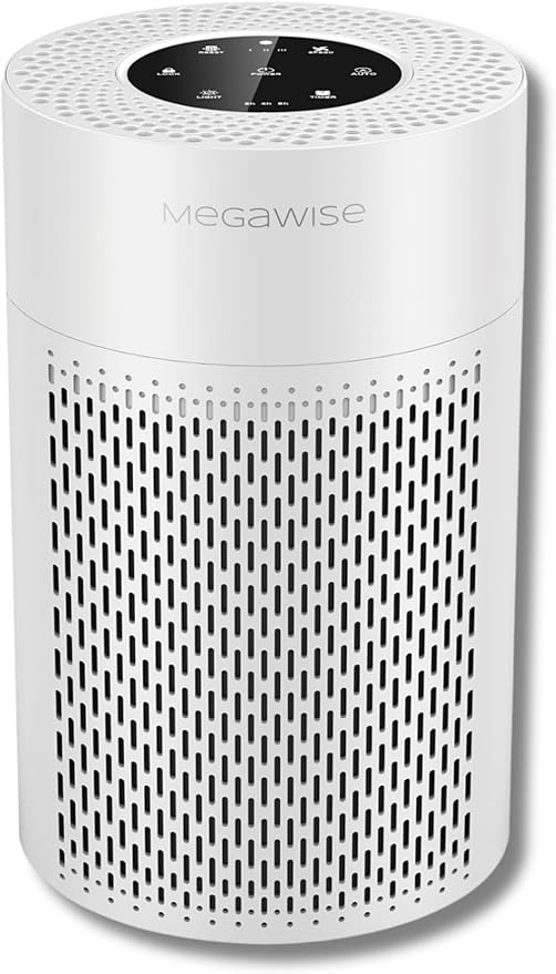 MEGAWISE Air Purifier for Home, Bedroom & Office, H13 True HEPA Filter, Smart Air Quality Sensor, Removes Dust, Smoke & Odors, Quiet Sleep Mode, Covers Up to 216 sq. ft.
