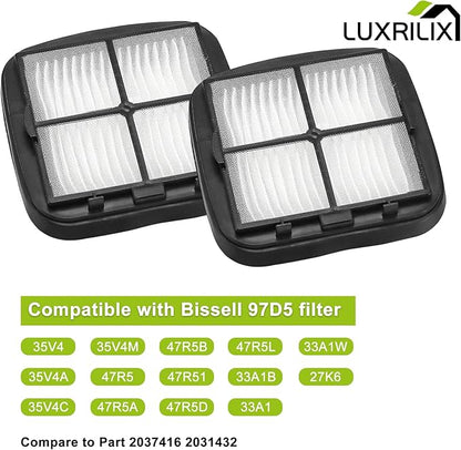 97D5 Filter Replacement for Bissell Pet Eraser Corded Hand Vac 33A1B 33A1 33A1W 27K6 Replace # 203-7416 2031432 (2 PACK) LUXRILIX