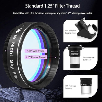 Astromania Telescope Filter, 1.25 Inches Narrowband Hydrogen Alpha Filter, Galaxy Night Sky H-Alpha Nebula Filters for Astronomy Telescope, Telescope Accessories Light Pollution Filter