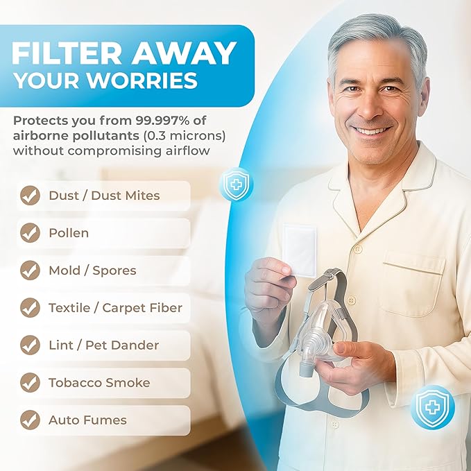 Dura Cleanse CPAP Filters - 60-Pack Premium Replacement Filters for ResMed AirSense 10, Aircurve 10, S9 Machines - Meets OEM Filter Requirements for CPAP and BiPAP Machine Supplies and Accessories