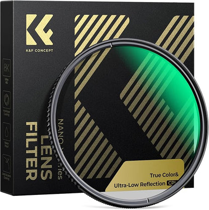 K&F CONCEPT 58mm True Color Ultra-Low Reflectivity CPL Filter Polarizer Lens Filter Circular Polarizing for Camera Lenses with 28 Multi-Coated (Nano-X Series)