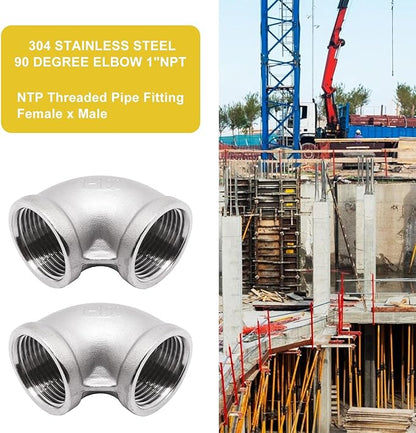 1Pc 304 Stainless Steel 90 Degree Elbow 1" NPT Female x 1" NPT Female Threaded Pipe Fitting
