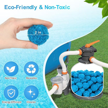 Askyli 3.1 lbs Pool Filter Balls for Sand Filter, Reusable Pool Sand Filter Balls, Efficient Blue Filter Media Balls, Suitable for All Sand Filter System (Equals 100lbs Pool Filter Sand)