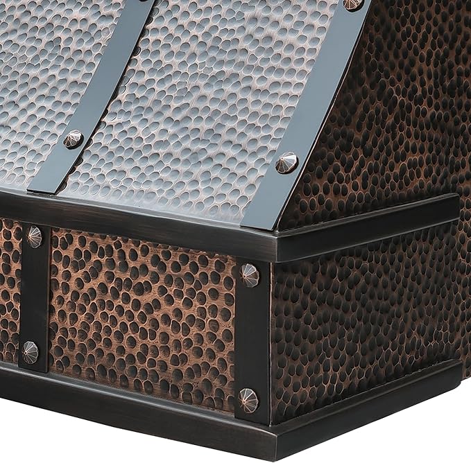CT Copper Tailor Sloped Copper Vent Hood Island Mount,48'' W,48''H, 1150 CFM Exhaust Fan,Stainless Steel Vent,LED Light,Dishwasher-Safe Baffle Filters,VH8TR1