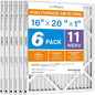 LotFancy 16x20x1 Air Filter MERV 11 6-Pack, Electrostatic Pleated AC Furnace Air Filter, Captures Dust, Smog & Pet Dander, Actual Size: 15.75"x15.75"x0.75"