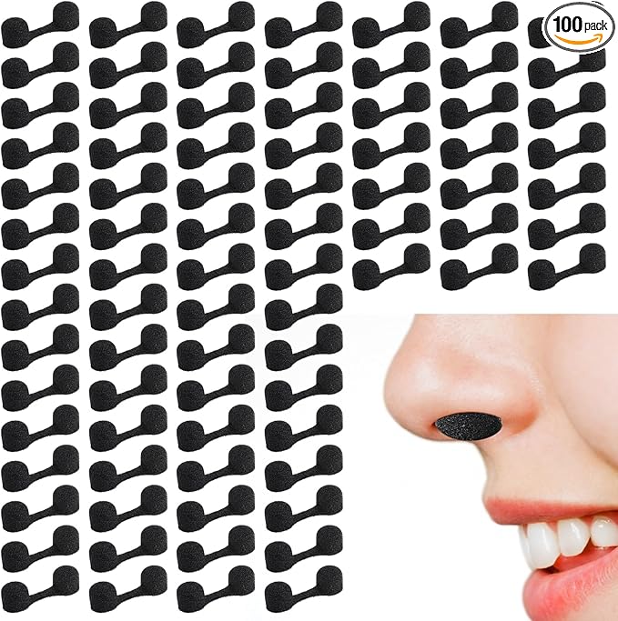 100 Pieces Nose Plug Filter Disposable Nose Dust Filters Bulk Sponge Nostril Filters for Spray Tanning Welding Dust Allergies DustConstruction Areas (Black)