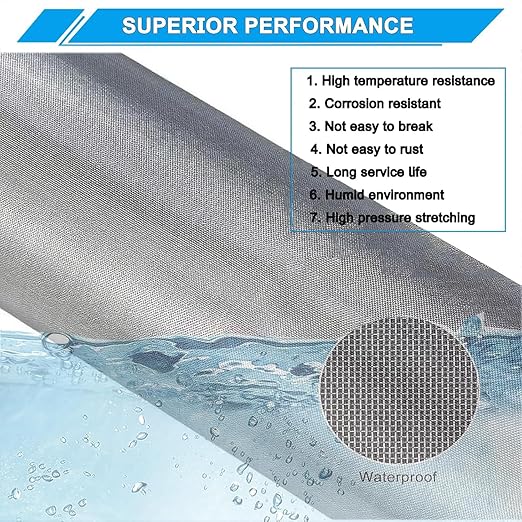 Stainless Steel Mesh Screen 8Mesh 304, 15.7" x 47.2" (40x120cm) Metal Mesh Screen, Rust Free Fine Wire Mesh Roll, Easy to Cur for Vent Mesh, Window Screen, Filters, Cage, Garden Covers