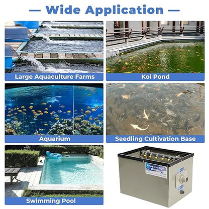 Rotary Drum Filter-3000GPH Canister Filter AC110-240V RDF Fully Automatic Water Self-Cleaning Filtration for Koi Pond,Fish Pond,Aquarium,Fish Farm,Seedling Cultivation Base,Aquaculture,Hydroponics